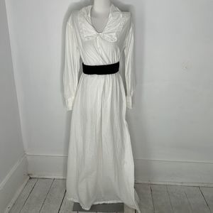 Antique Victorian Cotton White Dress With Lace Details